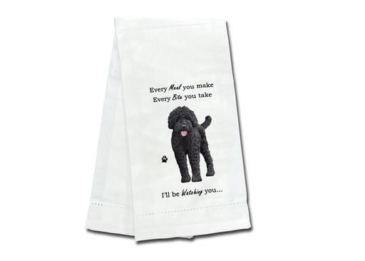 [711-121a] Labradoodle, dark   towels, every bite you take