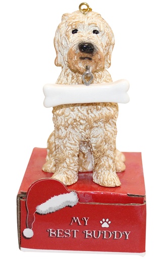 [900-134] Goldendoodle  Ornament statue with bone