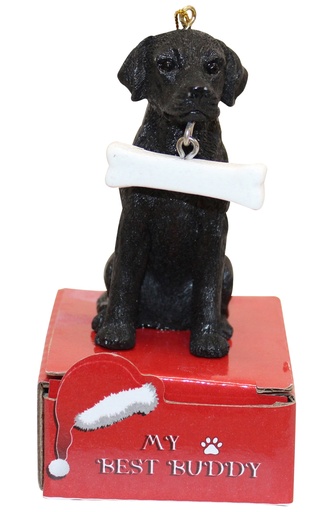 [900-21] Labrador, black Ornament statue with bone