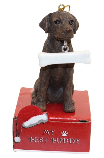[900-22] Labrador, chocolate Ornament statue with bone