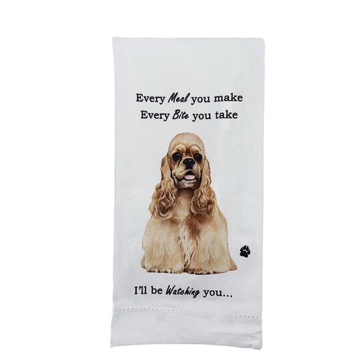 [711-78] Cocker Spaniel, buff towels, every bite you take