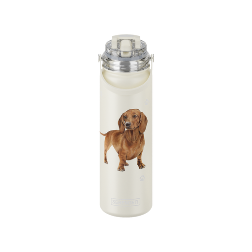 [420-13] Dachshund, red water bottle