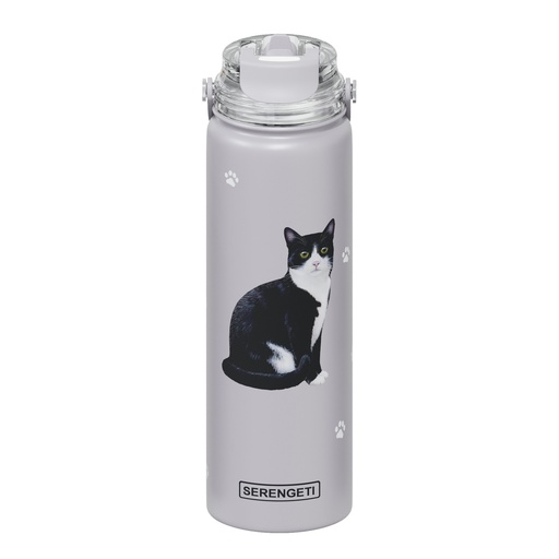 [421-3] Cat, Black and white water bottle