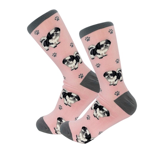 [800FB-87B] Shih Tzu Black and white, Full Body Socks