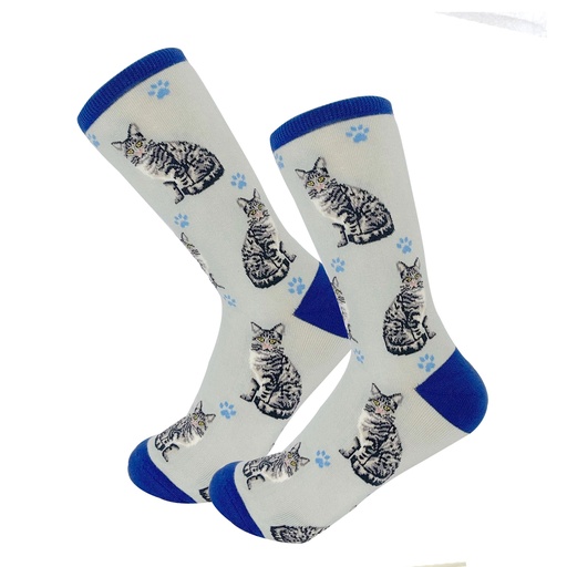 [801FB-8] Cat, Silver Tabby, Full Body Socks
