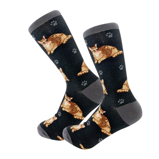 [801FB-9] Cat, Orange Tabby, Full Body Socks