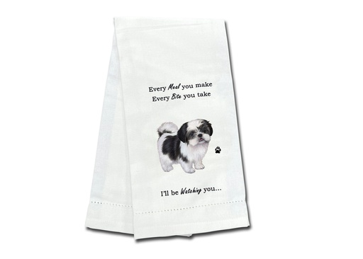 [711-87b] Shih Tzu, black and white puppy cut, Kitchen Towel
