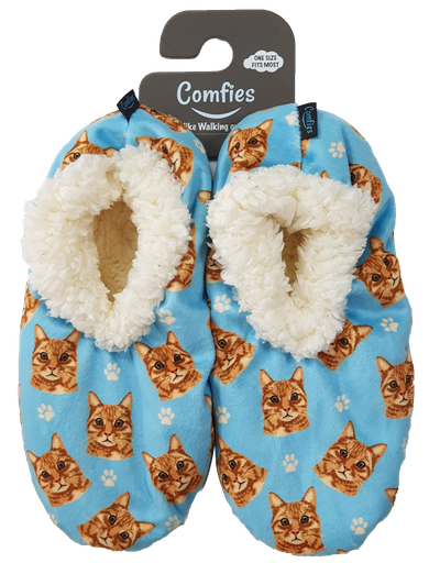 [282-8] Orange Tabby Slippers