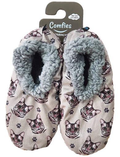 [282-9] Silver Tabby Slippers