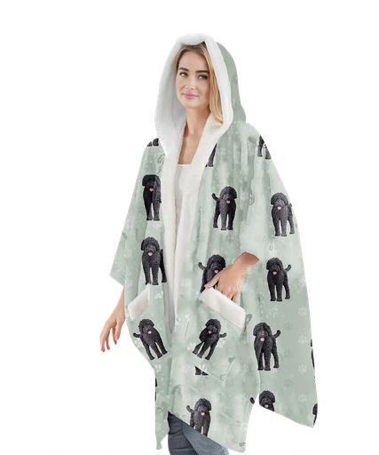 [977-121a] Labradoodle Black Snuggs Wrap - Wearable Blanket Hoodie