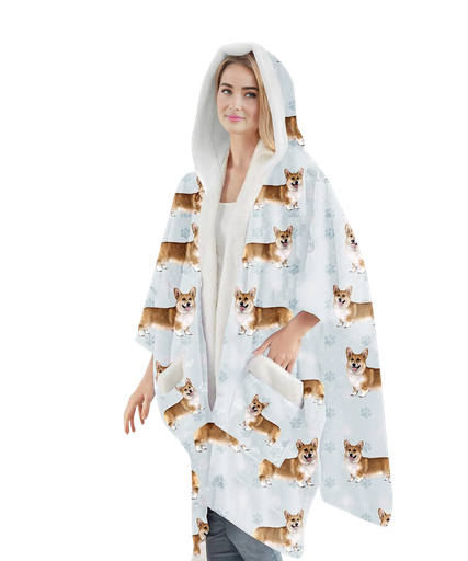 [977-100] Welsh Corgi Snuggs Wrap - Wearable Blanket Hoodie