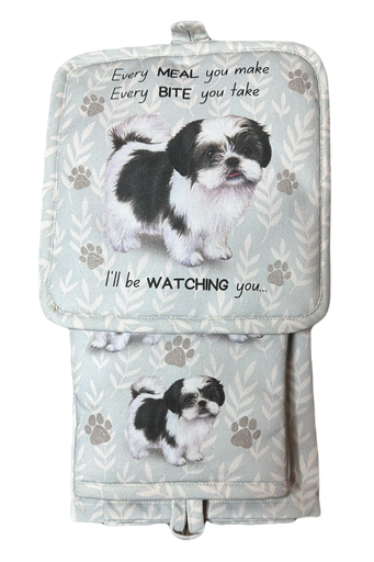 [311-87b] Shih Tzu Black & White- 3 Piece Kitchen Set