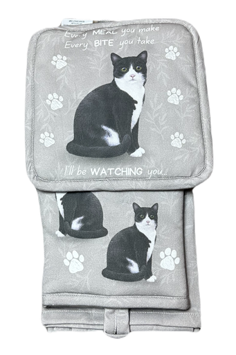 [312-3] Black & White Cat - 3 Piece Kitchen Set