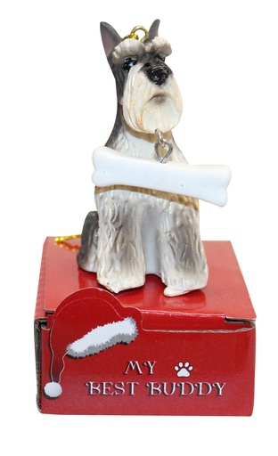 [900-34] Schnauzer, cropped Ornament statue with bone