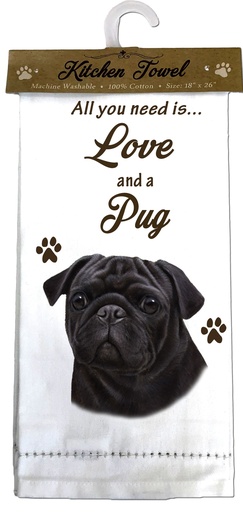 [700-32] Pug Black Kitchen Towel