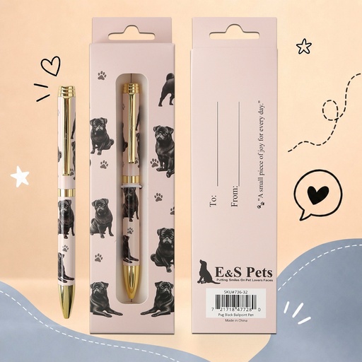 [736-32] Pug Black Ball Point Pen