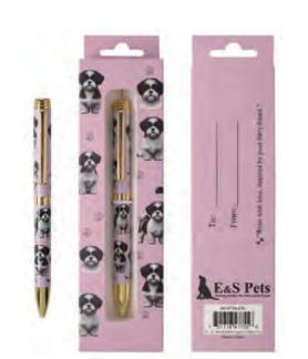[736-87b] Shih Tzu, black and white puppy cut Ball Point Pen
