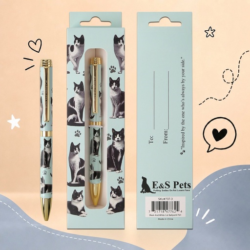 [737-3] Black and White Cat Ball Point Pen