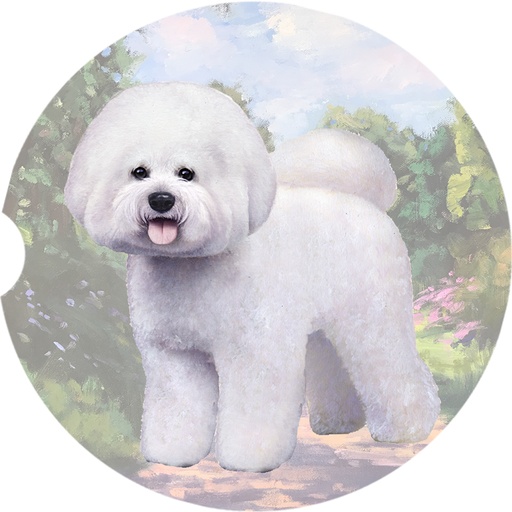 [233-4] Bichon Frise coasters car